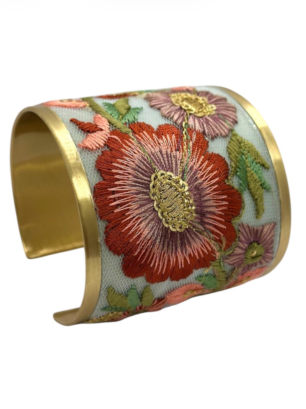 Embroidered cuff bracelet